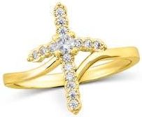 Savvy Cie Jewels Pav&eacute; Cross Bypass Ring in Gold at Nordstrom Rack, Size 9