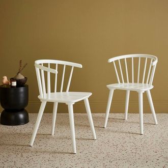 Sweeek Pair Of Chairs In Walnut Wood & Plywood in White