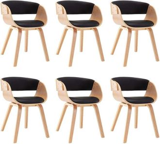 vidaXL Sillas De Comedor 6 Unidades Madera Y Cuero Sint&eacute;tico Negro Vidaxl