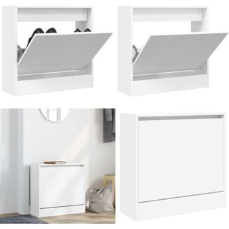 vidaXL Scarpiera Bianca 60x21x57 cm in Legno Multistrato - Scarpiera per ingresso - Scarpiera salvaspazio
