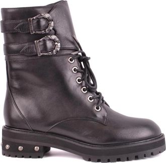 Pinko Lace-up Boots - Dames - Veterlaarzen - Zwart - 36 EU - Leer - Schoenen