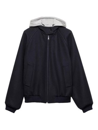 Prada ribbed knit hooded jacket - Blu