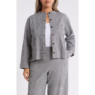 Eileen Fisher Check Print Jacket in Black/White at Nordstrom, Size 1 X