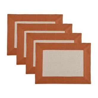 Solino Home Linen Placemats - Contempo, 14 x 19 in Cinnamon And Natural at Nordstrom, Size Medium