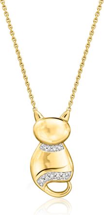 Ross-Simons Diamond Cat Necklace in 18kt Gold Over Sterling