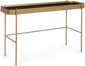 Hellin Consola Rashida Oro Con Tapa De Cristal 120x43 Cm