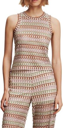 Veronica Beard Rhett Stripe Crochet Knit Tank in Deep Ochre Dove Multi at Nordstrom, Size X-Large