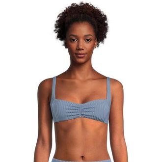 L*Space LSPACE Effie E0EFT25 Bikini Top Womens Baltic Gray Ribbed Swimwear JZZ678