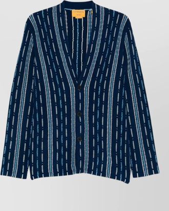 Guest In Residence cashmere striped v-neck long-sleeve cardigan