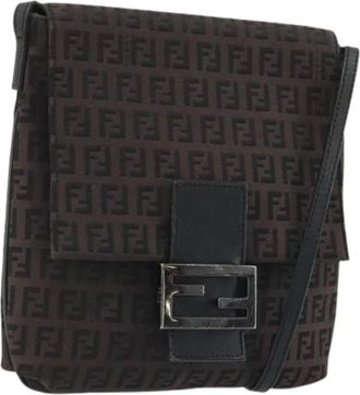 Fendi Pre-owned Cross Body Bags, female, Brown, Size: ONE SIZE Pre-owned Vintage Zucchino Shoulder Bag