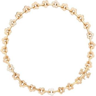 Tory Burch Forget Me Not Flower Chain Link Necklace in Tory Gold /New Ivory at Nordstrom