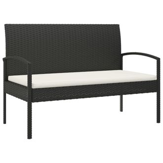vidaXL Banco De Jard&iacute;n Con Coj&iacute;n Rat&aacute;n Sint&eacute;tico Negro 105 Cm Vidaxl