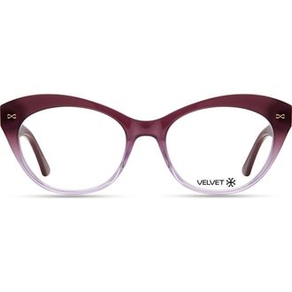 Velvet Eyewear Minnie 54mm Cat Eye Optical Glasses in Plum at Nordstrom