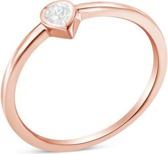 House of Brilliance 14K Rose Gold Plated Silver Diamond Accent Teardrop Pear Shaped Ring in Rose Gold Over Silver at Nordstrom, Size 6