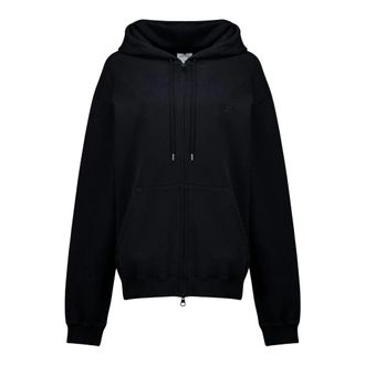 Courr&egrave;ges Stonewash Zipped Hoodie - Dames - Vesten met rits - Zwart - S - Katoen - Hoodies & sweatvesten