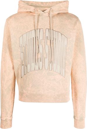 &Eacute;tudes Studio embroidered-logo bleach hoodie - men - Organic Cotton - M - Orange