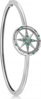 Allurez Emerald & Diamond Compass Bangle Bracelet 14k White Gold (0.19ct)