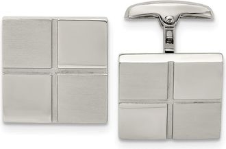 Diamond2Deal Stainless Steel Brushed and Polished Square Cufflinks