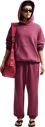 Nike Studio Fleece Broek met Hoge Taille en Manchetten - Dames - Sport - Roze - Maat: XL Fleece