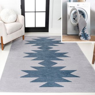 Jonathan Y Designs Chayton Minimalist Geometric Machine-Washable Rust/Cream Area Rug