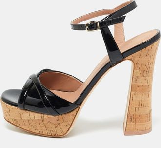 Malone Souliers Black Patent Leather Keaton Ankle Strap Sandals