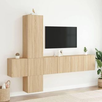 Berkfield Home Versatile 5 Piece TV Wall Units Sonoma Oak Engineered Wood in Light Brown
