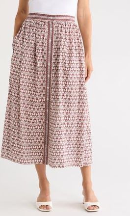Max Studio Button Front Maxi Skirt in Cream Bronze Geo Crown at Nordstrom Rack, Size X-Small