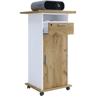 VCM Mesa De Pie De Madera Vcm Ideal Para Proyector O Proyector Con Ruedas Y Puerta Dimensiones: Al. 108 X An. 60 X D. 50 Cm Pulso Basculante De Superficie