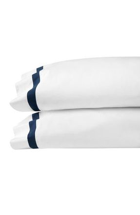 SFERRA Estate Set of 2 Pillowcases in White/navy at Nordstrom, Size Standard