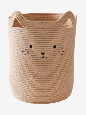 Vertbaudet Kinderzimmer Aufbewahrungskorb Katze beige