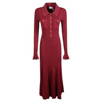 Self Portrait Midi Dresses, female, Purple, Size: S Ribbed Knit Midi Dress