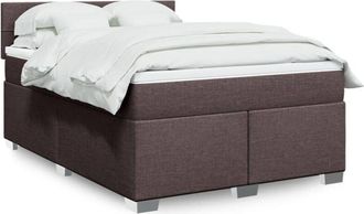 vidaXL Vidaxl - Cama Box Spring Con Colch&oacute;n Tela Marr&oacute;n Oscuro 140x200 Cm