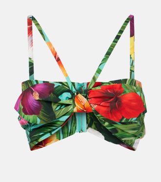 Dolce & Gabbana Bow-detail floral cotton bra top