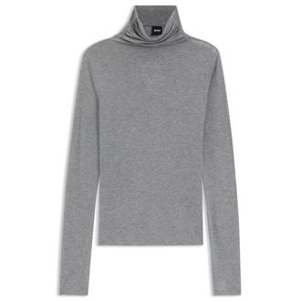 BOSS Draped funnel-neck top in a wool blend