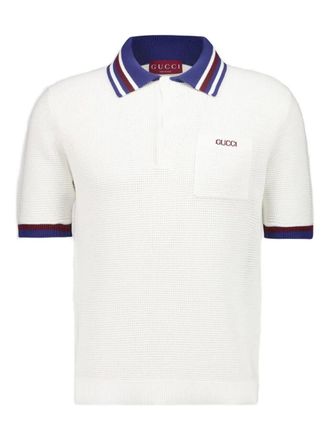 Gucci waffle-knit cotton polo shirt - White