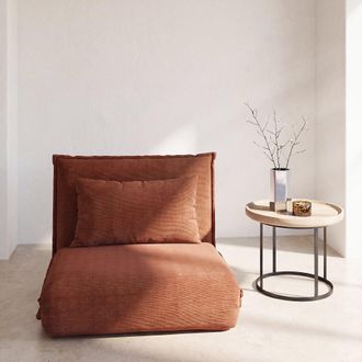 Maisons du monde Sill&oacute;n cama individual desplegable de pana teja