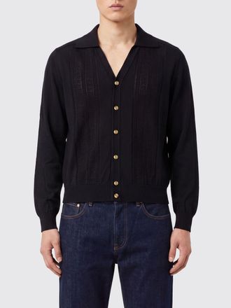 Versace Polo in maglia di seta e cotone a maniche lunghe
