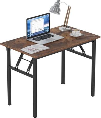Soges Soges Escritorio Plegable,100 X 60 X 75 Cm, Escritorio Compacto Para Ordenador, Mobiliario De Oficina, Escritorio Para Pc, Mesa De Trabajo,negro Vinta
