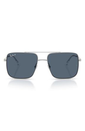 Ray-Ban 56mm Polarized Square Sunglasses in Silver at Nordstrom