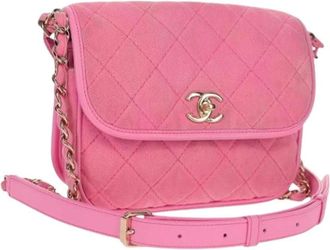 Chanel Pre-owned Cross Body Bags, female, Pink, Size: ONE SIZE Pre-owned Canvas Cross Body Bag