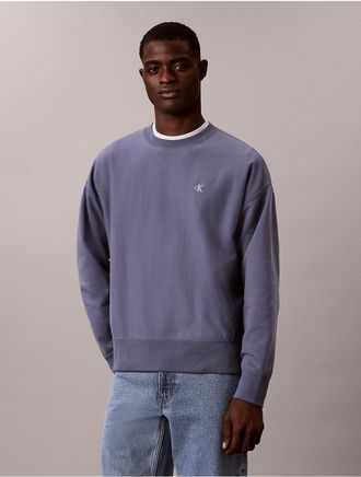 Calvin Klein Jeans Calvin Klein Mens Premium Terry Relaxed Sweatshirt - Blue - 2XL