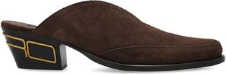 Etro Su&egrave;de Mules met Texaanse Hak - Dames - Muiltjes - Bruin - 36 EU - Su&egrave;de - Schoenen