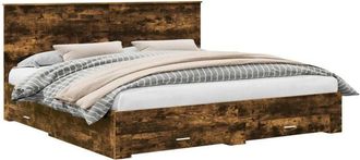 vidaXL Bed Frame with Drawer Smoked Oak 200 x 200 cm Engineered Wood vidaXL