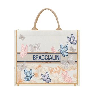 Braccialini Tote Bags, female, Beige, Size: ONE SIZE Queen Tote Butterfly