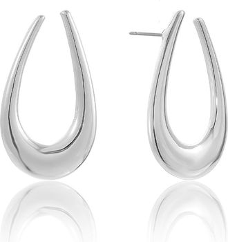 Ettika Elongated Oval Hoop Earrings in Silver at Nordstrom Rack