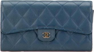 Chanel Pre-owned Wallets, female, Blue, Size: ONE SIZE Pre-owned Flap Wallet