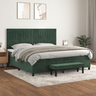 vidaXL Vidaxl - Cama Box Spring Con Colch&oacute;n Terciopelo Verde Oscuro 200x200 Cm
