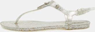 Tod's Tods Silver Jelly Tassel Detail Thong Flat Sandals
