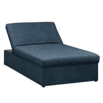 Fredriks home24 Fredriks Relaxliege Jacare Dunklblau Microfaser 200x45x90 cm mit Schlaffunktion und Bettkasten