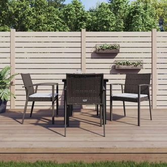 vidaXL Vidaxl - Juego Comedor Jard&iacute;n 5 Piezas Y Cojines Rat&aacute;n Sint&eacute;tico Y Acero